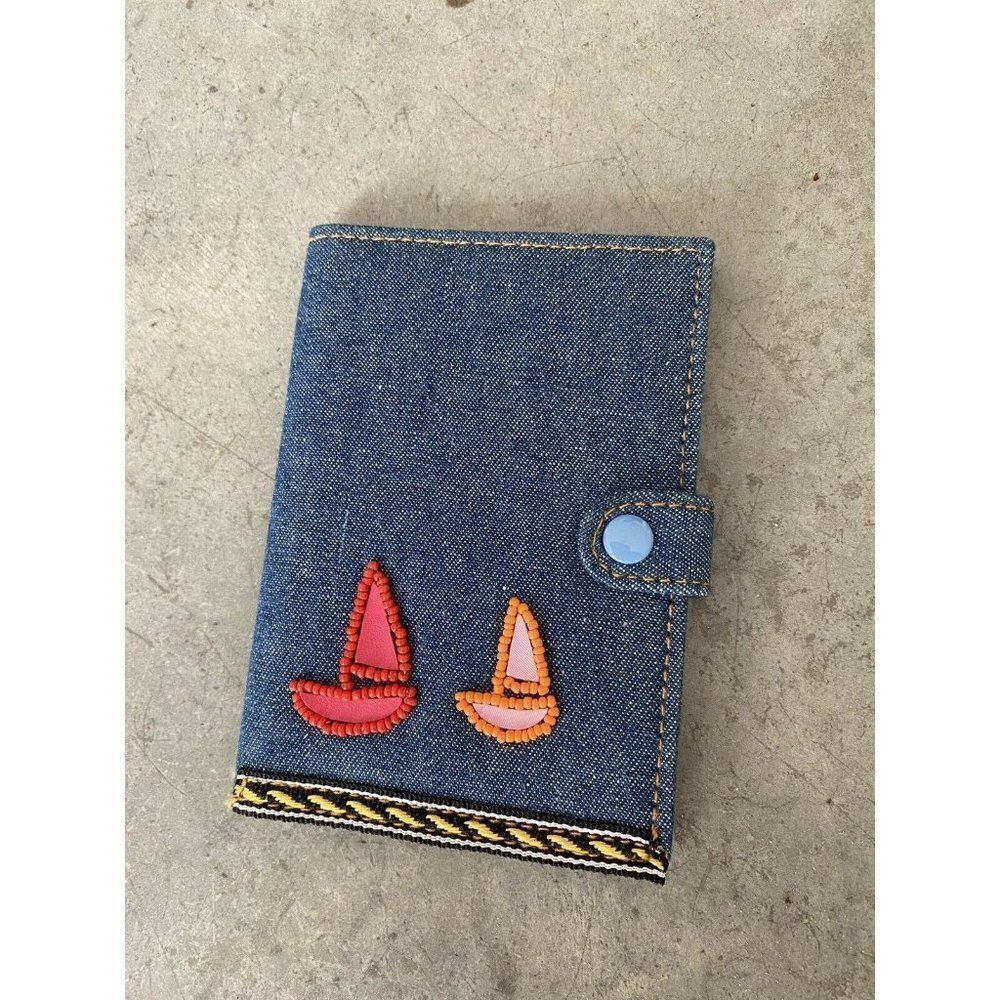Address Book Denim Beaded Sailboat Nautical